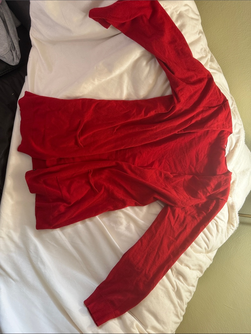 Maurices Red Open-Front Cardigan Sweater